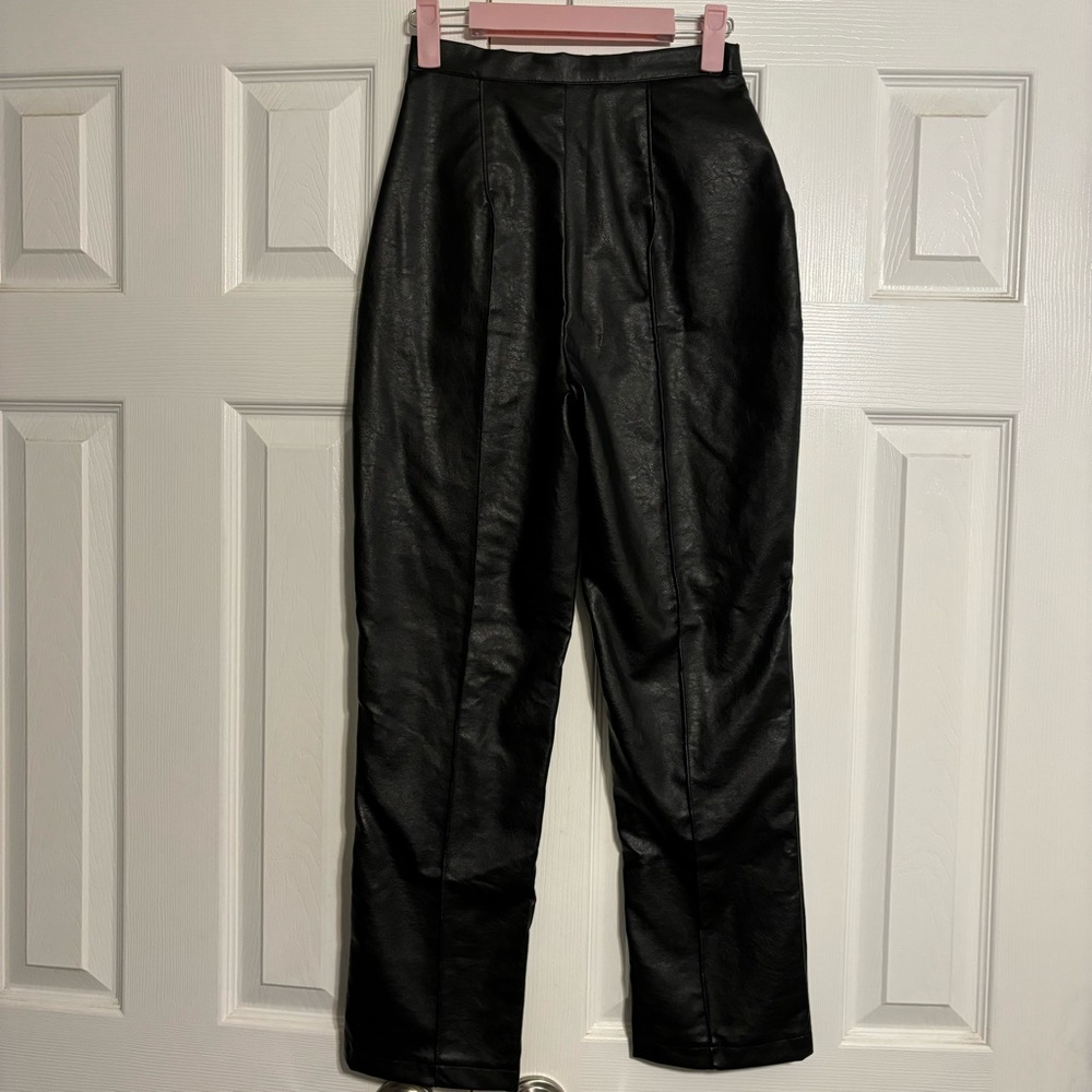 Princess Polly Black Leather Pants - Picture 3 of 8